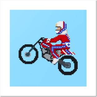 vintage motorcycle daredevil 8bit pixel art Posters and Art